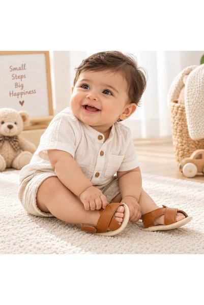 LOOFI Summer Comfortable and Light Sandals for Children (0 to 12 Months) Available in Sizes 11cm, 12cm - Brown Color