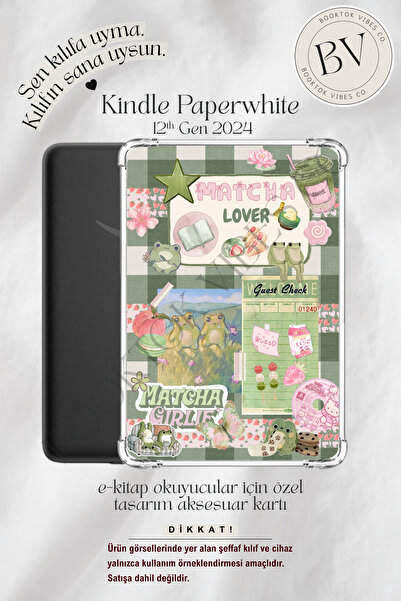 BookTok Vibes Co. Matcha Lover Kolaj Insert - Kindle ve Kobo E-Kitap Okuyucul...