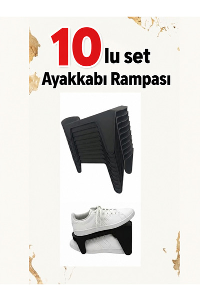 Minty Life 10 Adet Tekli Ayakkabı Rampası Ayakkabı Düzenleyici Dolap Içi Organizer (SİYAH)