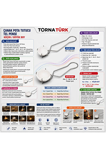 Torna Türk Çanak Pota Tutucu Tel Pense
