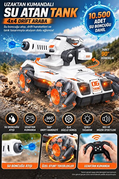 TOYFEST Uzaktan Kumandalı Su Atan 13 Fonksiyonku Tank