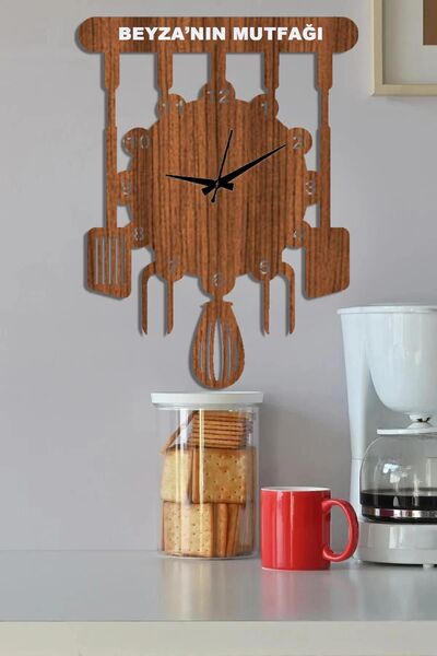 Ensa Design Kişiye Özel Ahşap Dekoratif Mutfak Saati 40cm