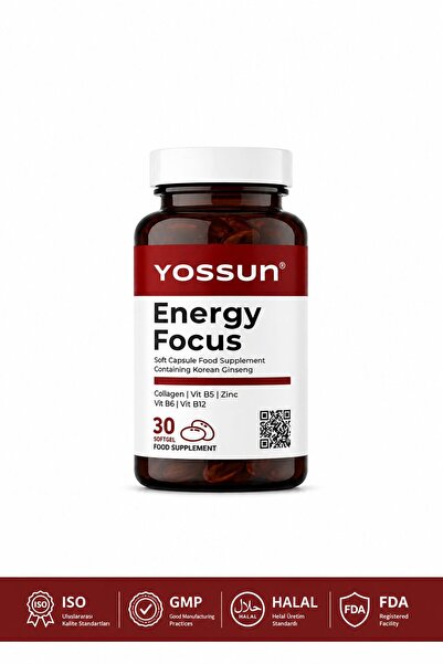 yossun ENERGY FOCUS Kore Ginsengi İçeren Yumuşak Kapsül Takviye Edici Gıda