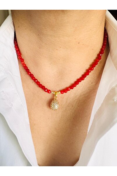 DEVİ fashion Natural Stone Drop Pendant Necklace 45 cm