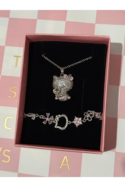 Heda Jewelry مجموعة مجوهرات هيلو كيتي - طقم سوار وقلادة هيلو كيتي