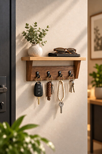 Trend Kitchen Vestaro Modern Dekoratif Ahşap Anahtarlık, Kapı Yanı Organizer ...