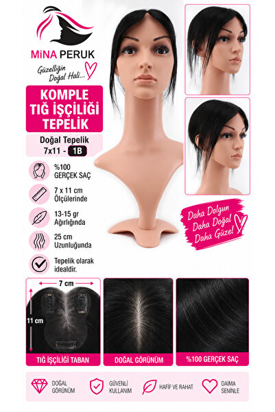 Mina Peruk Komple Tığ İşçiliği Doğal Tepelik - 7x11 - 1B