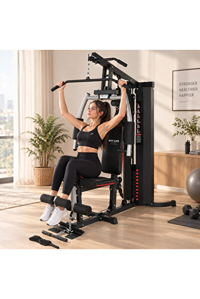 MY LIFE FITNESS النادي المنزلي المتكامل AM115 جهاز رياضي متعدد الوظائف لتدريب وتقوية عضلات الجسم بالكامل مع تمارين الصدر والظهر والذراعين والأكتاف والبطن والأرجل