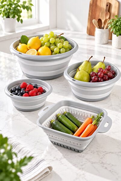 HOMENIVA Gray 4-Piece Accordion Folding Basin Basin Strainer Set