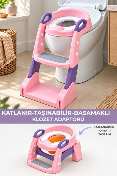 Wumboo Çocuk Tuvalet Eğitim Lazımlığı- Kendinden Basamaklı Katlanır Klozet Ad...