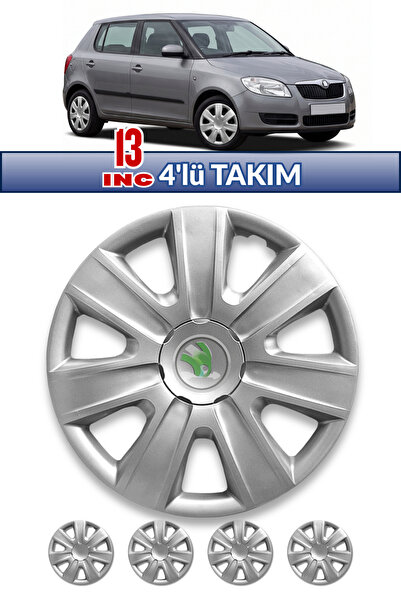 YONGA OTO AKSESUAR SKODA FELİCİA 13 İnç Jant Kapağı 4'lü Set Gümüş + 4 Amblem...