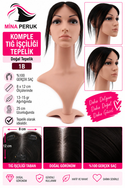 Mina Peruk Komple Tığ İşçiliği Doğal Tepelik - 8x12 - 1B