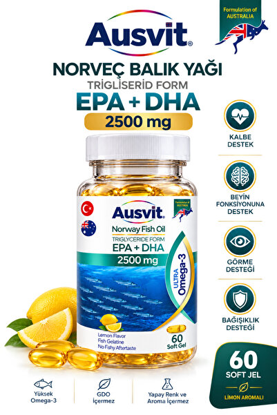 Ausvit Ultra Omega-3 Norveç Balık Yağı Softgel | EPA ve DHA İçeren Takviye Ed...