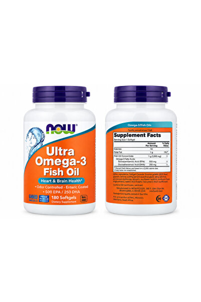 Now Foods , Ultra Omega-3 Fish Oil, Heart & Brain Health EPA DHA 180 Softgels