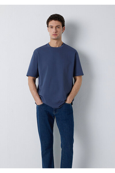 Mavi Lacivert Basic Tişört Loose Fit / Bol Rahat Kesim 0611924-70759