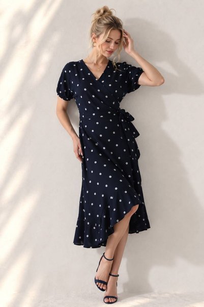 Lucky Line Women's 100% Viscose Woven Wrap Neckline Skirt Gorgeous Summer Dress