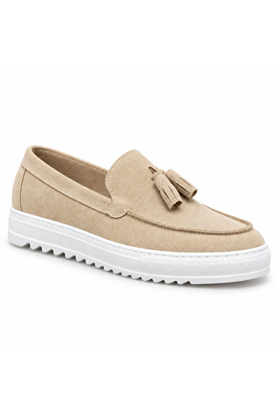BESKAR Ba0154 Cream Men's Shoes - Breathable Linen Upper with Tassels Slip-On...