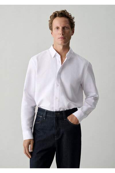 Mavi Linen Blend White Shirt Regular Fit / Normal Cut 0212077-620