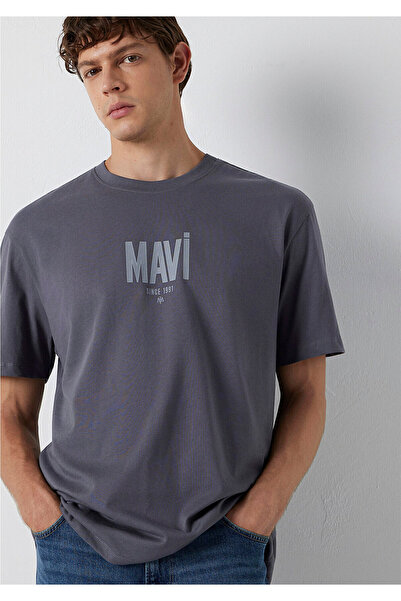 Mavi Logo Printed Gray T-Shirt Loose Fit / Comfortable Fit 0613570-85540