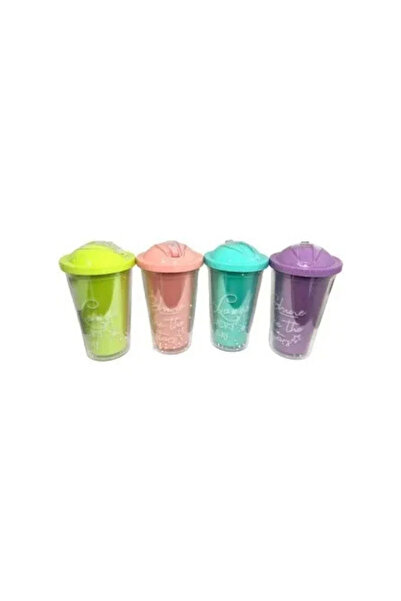 SS HOME CONCEPT Pastel Color Glass Flask with Straw 450 ml