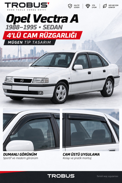 TROBUS Premium Opel Vectra A 1. Nesil A Kasa Sedan (1988-1995) Uyumlu Cam Rüz...