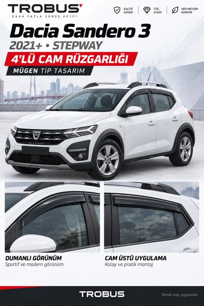 TROBUS Dacia Sandero Stepway Suv 1.0/1.3 2021 ve Sonrası Mügen Cam Rüzgarlığı...