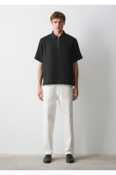 Mavi Black Siyah Keten Polo Yaka Tişört Loose Fit / Bol Rahat Kesim 0211964-900