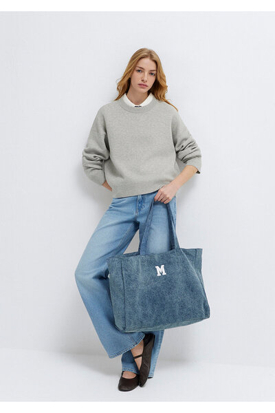 Mavi M Logo İşlemeli Denim Omuz Çantası 1913790-22189