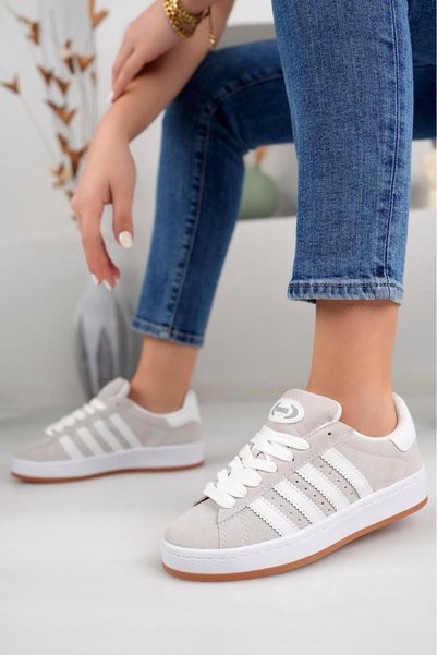 homiro Unisex Classic Lace-Up Orthopedic Sports Sneaker Shoes-Smoked-White