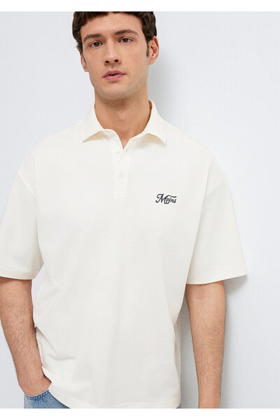 Mavi MVJNS Baskılı Ekru Polo Tişört Oversize / Geniş Kesim 0613666-70057