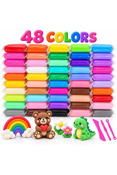 Generic 48-Piece Soft Modeling Clay Set for Kids, Lightweight Air Dry Creativ...