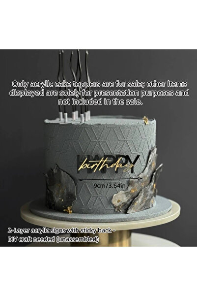 Choice5 1PC AA Black Gold Double Layer Acrylic Cake Topper Happy Birthday Dec...