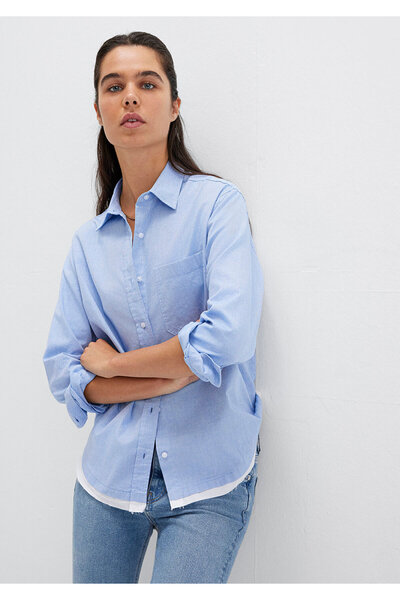 Mavi Gömlek Loose Fit / Bol Rahat Kesim 1211290-90160