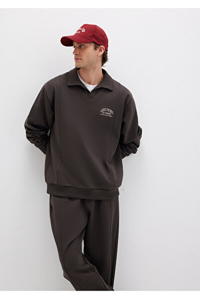Mavi Polo Yaka Kahverengi Sweatshirt 0S10479-70219