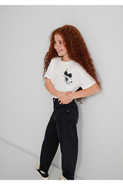 Mavi Peanuts Printed Ecru T-Shirt Loose Fit / Loose Relaxed Fit 7610373-70057