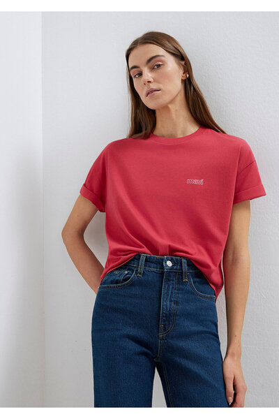 Mavi Logo Printed Red T-Shirt Loose Fit / Loose Relaxed Fit1611309-70985