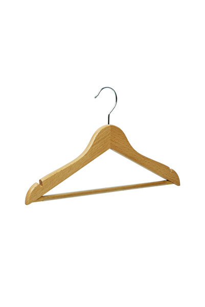 NYN Wooden Ks-01 Çb 7-14 Years Old 34cm Children's Hanger with Bar Natural Co...