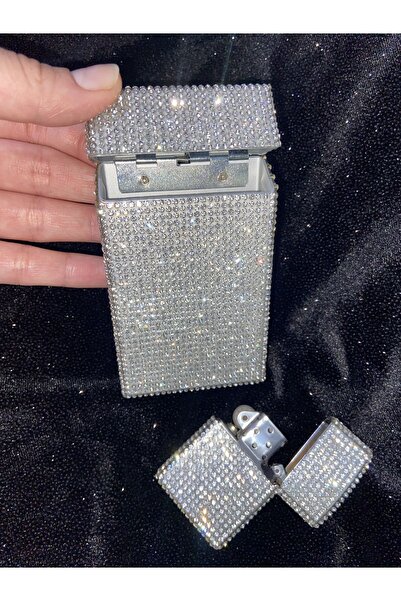 Lüks Taş Slender Sigara Kutusu Ve Zippo Çakmak Touch Blue
