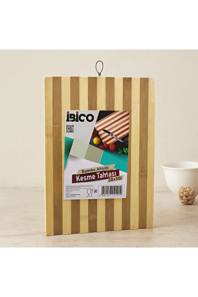 SS HOME CONCEPT Bamboo Cutting Board 20X30X1.3 cm - White Striped with Metal ...