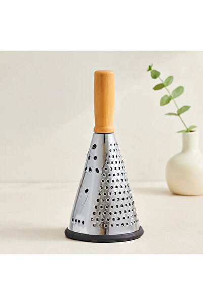SS HOME CONCEPT 8" Steel Grater with Wooden & Bamboo Handle (Silicone Base, 3...