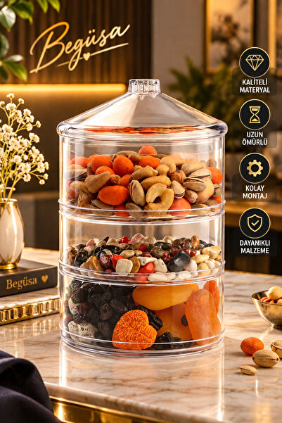 Evisimo Merino Plastic 3-Piece Storage Container Round, 3-Piece Plastic Storage Container, Round Storage Container, Kitchen Storage Container, Food Storage Container, Food Storage Container