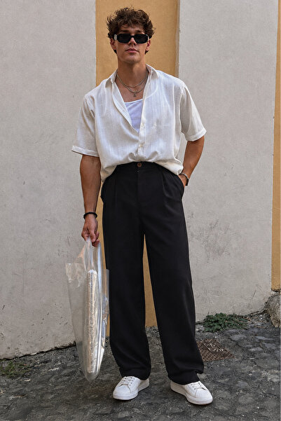 king brich Baggy Fit Cotton Linen Trousers