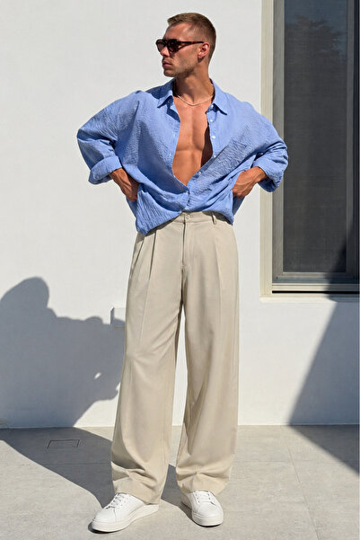 king brich Baggy Fit Pleated Fabric Trousers
