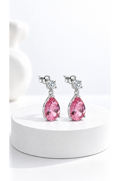 jelux silver Gümüş 925 Ayar Rodyumlu Zirkon Taşlı Pembe Pırlanta Montür Çivil...