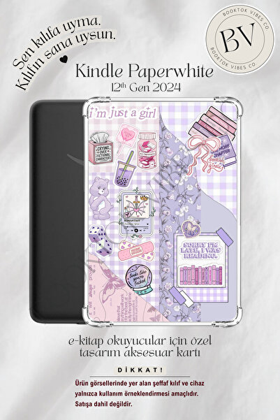 BookTok Vibes Co. Bookish Pembe Mor Sticker Temalı Insert - Kindle ve Kobo E-...