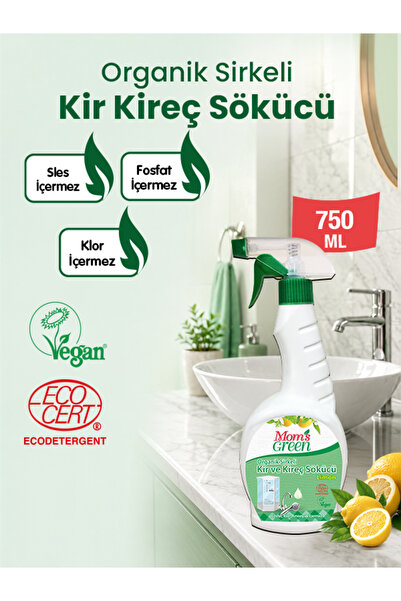 Mom's Green Organik Sirkeli Banyo Kir Ve Kireç Sökücü Sprey Limonlu 750 ml