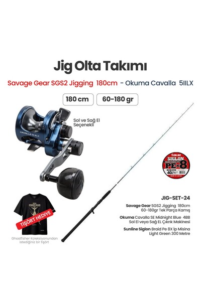 Okuma Savage Gear SGS2 Jigging 180cm - Cavalla 5IILX - Jig Olta Takımı Set-24