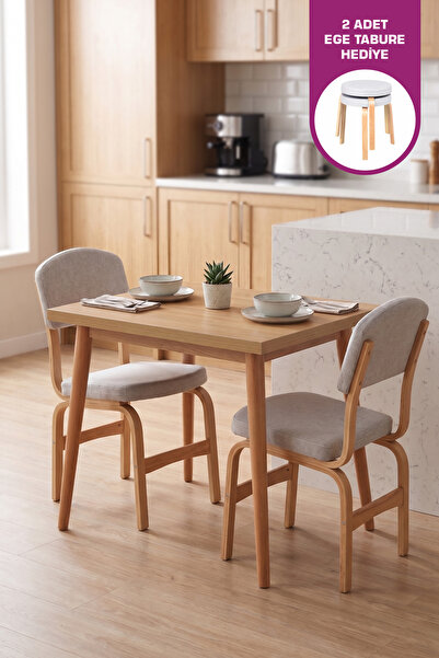 VİLİNZE Ege Sandalye Avanos Ahşap MDF Mutfak Masası Takımı - 60x90 cm