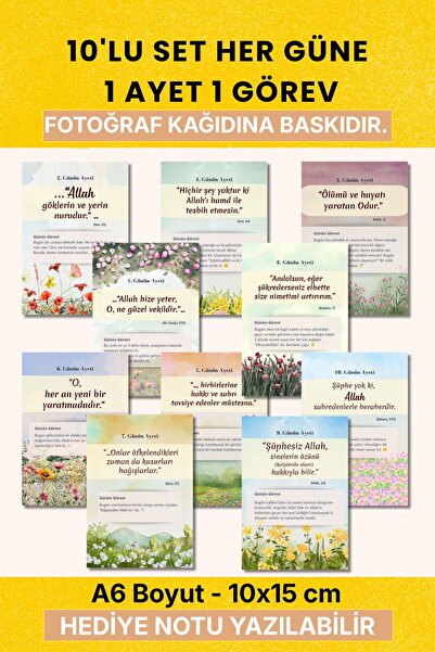 Nurs Print 10'lu Her Güne 1 Ayet 1 Görev Kartları Seti Seri 1 - FOTOĞRAF KAĞI...