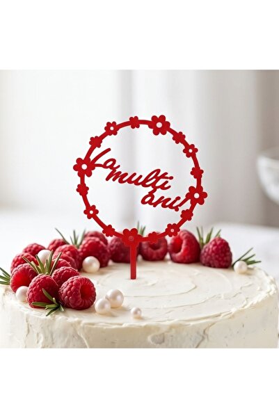 Gift Design Topper pentru tort: cerc roșu cu popcorn